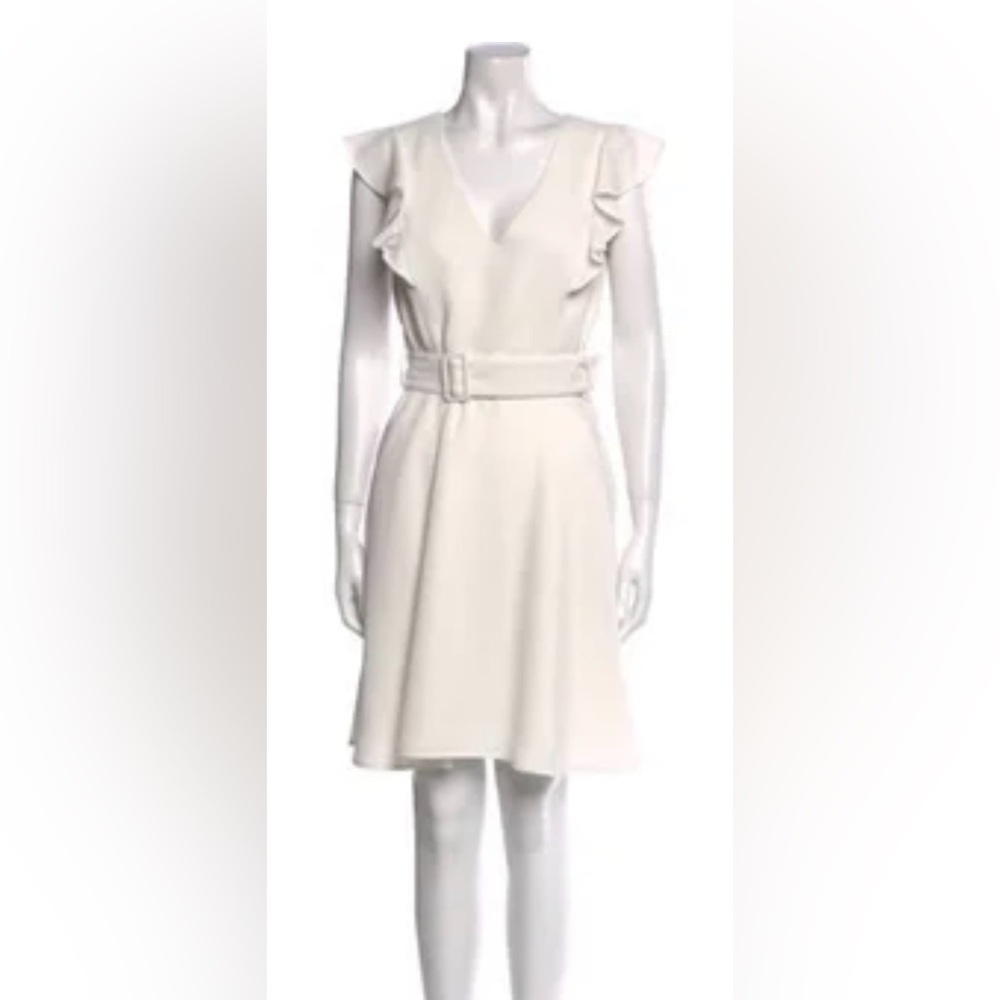 Black Halo Hailey Ruffle Dress in Sugar White Size 4